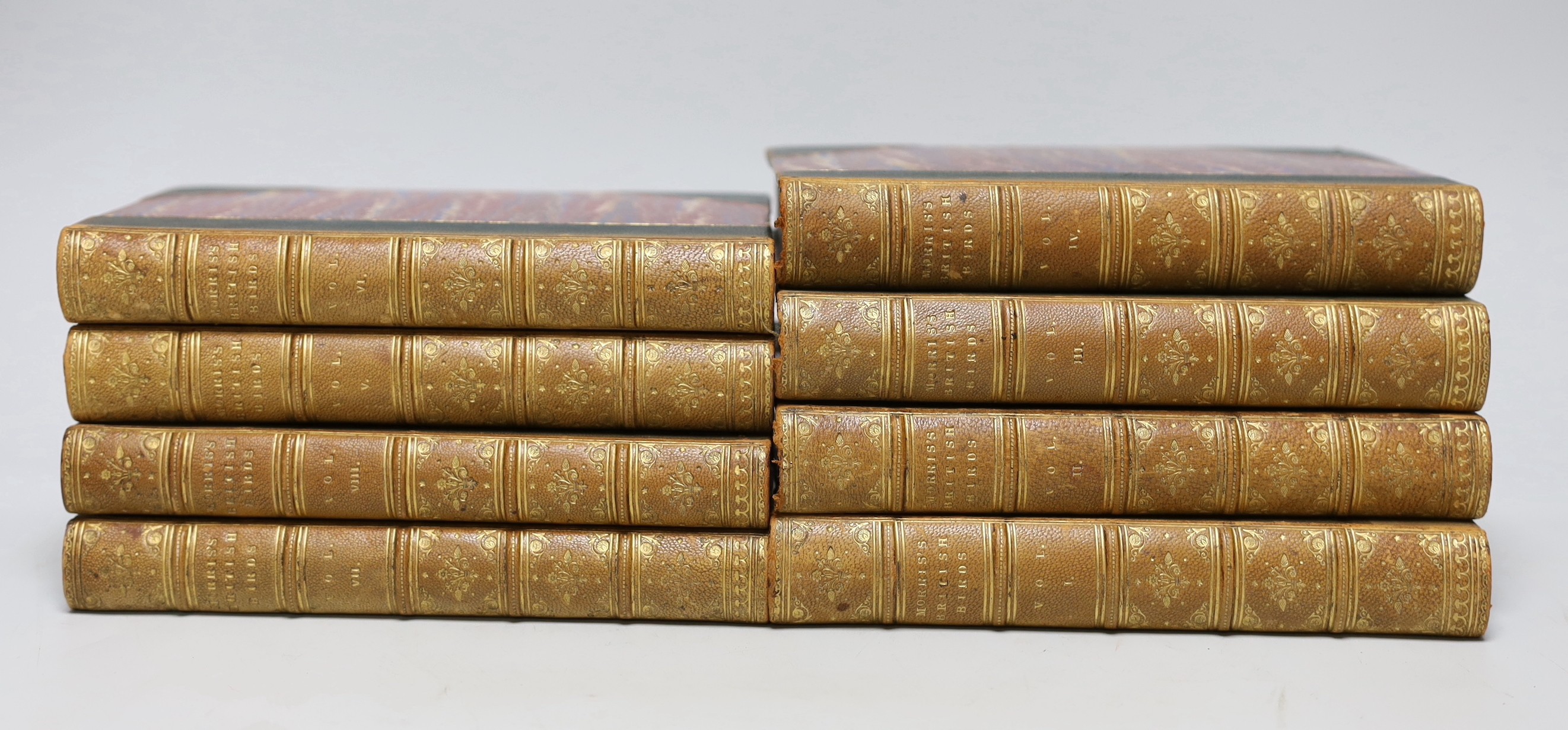 Morris - British Birds, vols 1-8, half calf